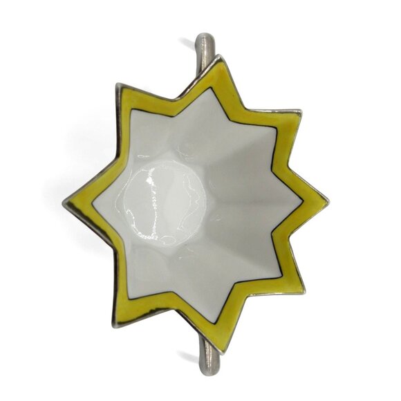 NORITAKE STAR Shaped Sugar Bowl Yellow Floral Starburst Design Japan Vintage - Picture 9 of 11